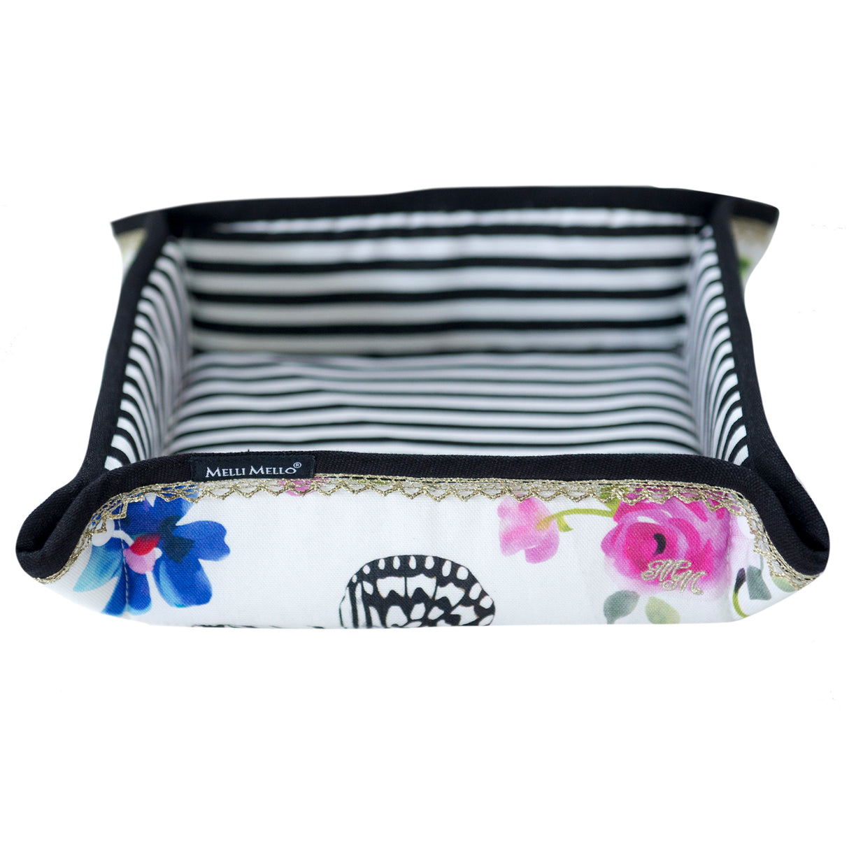 Melli Mello Floral stripes Bread basket white flowerpattern