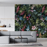 Melli Mello Bloom on baby floral dark photowall living room style interior inspiration characteristic style a corner beautiful wall