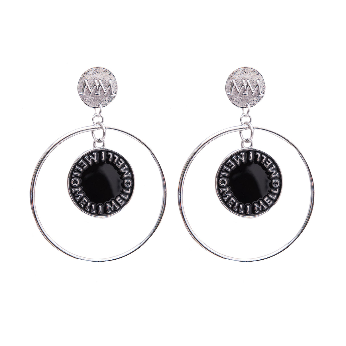Melli Mello Coin in hoop Earring Silver coated